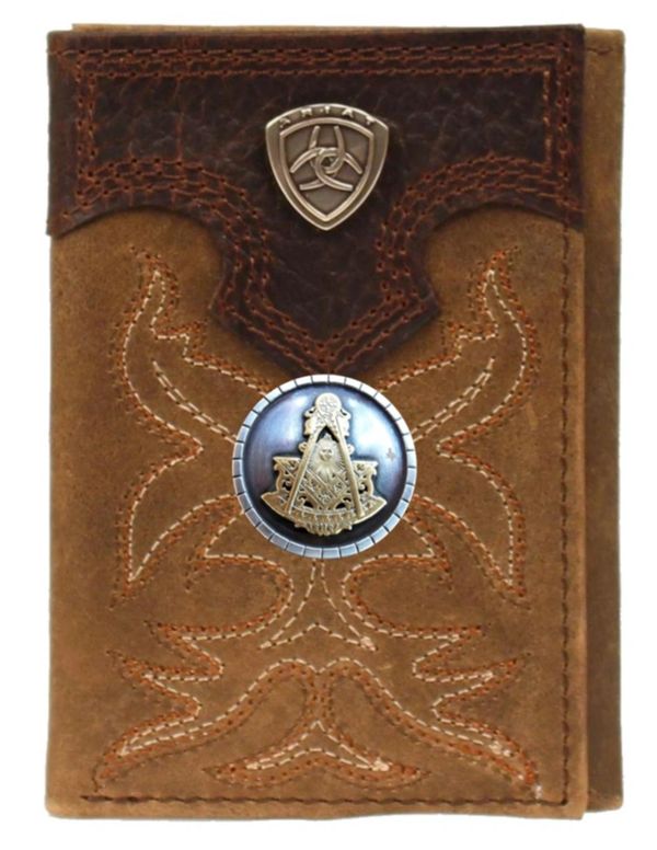 Past Master Blue Lodge Wallet - Square & Compass Tan and Brown