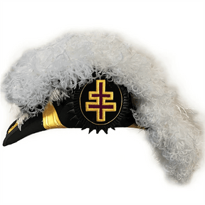 Grand Encampment Officer Knights Templar Chapeau - All White Plumes - Bricks Masons