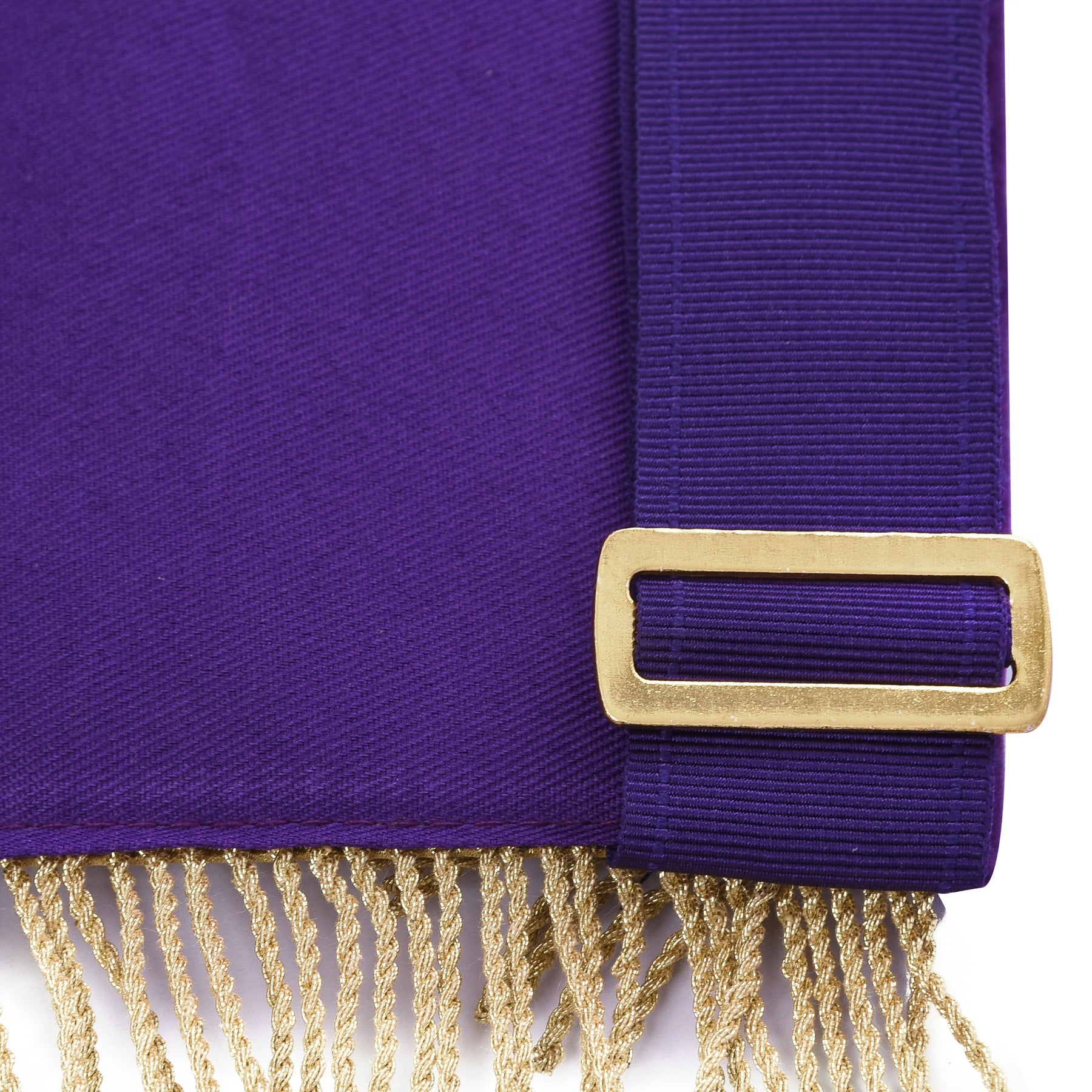 Grand Master Blue Lodge Apron - Purple Velvet Gold Bullion With Golden Braid Fringe - Bricks Masons