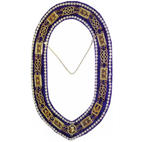 Grand Officers Blue Lodge Chain Collar - Gold Plated with Rhinestones - Bricks Masons