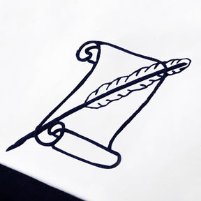 Historian Blue Lodge Officer Apron - Navy Velvet With Silver Embroidery Thread - Bricks Masons