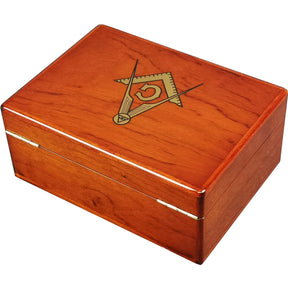Master Mason Blue Lodge Jewelry Box - Rosewood Various Compartments & Lock - Bricks Masons