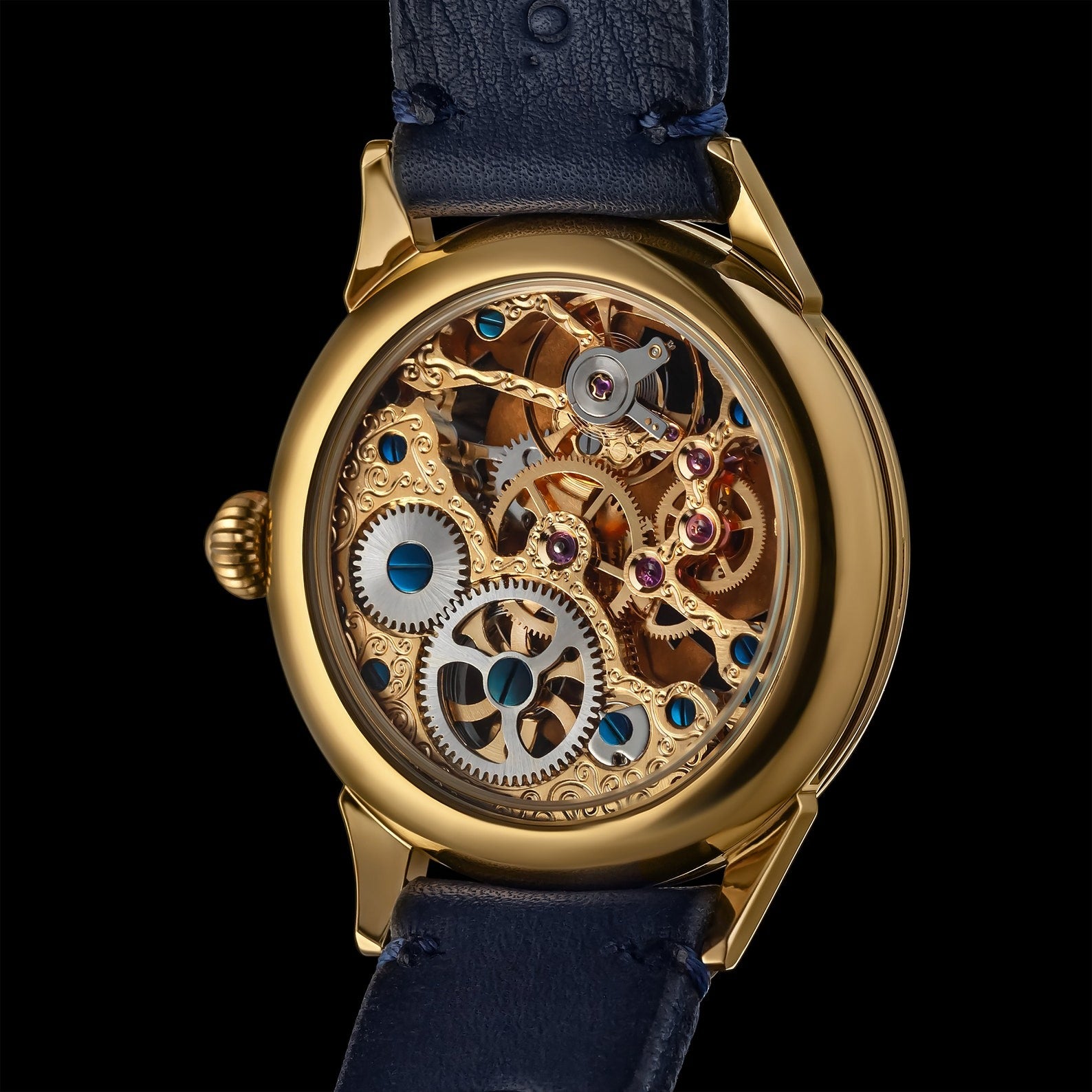 Master Mason Blue Lodge Wristwatch - Gold Skeleton Dial