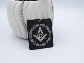 Master Mason Blue Lodge Necklace - Black Anodized Aluminium Pendant
