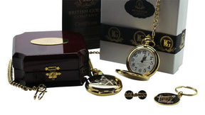 Master Mason Blue Lodge Pocket Watch - 24k Gold Keychain Full Hunter and Lapel Pin