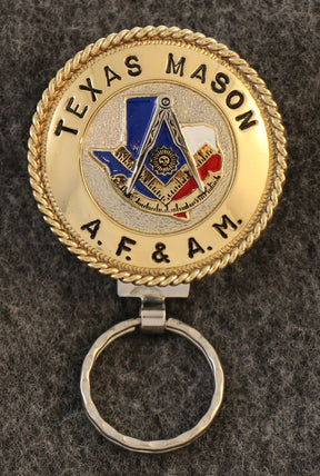 Past Master Blue Lodge Keychain - Square & Compass with Quadrant Texas Mason State