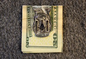 Past Master Blue Lodge Money Clip - Nickel Gold & Blue Square & Compass - Bricks Masons