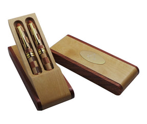 Master Mason Blue Lodge Pen - Wood Double Pen Set Desk - Bricks Masons