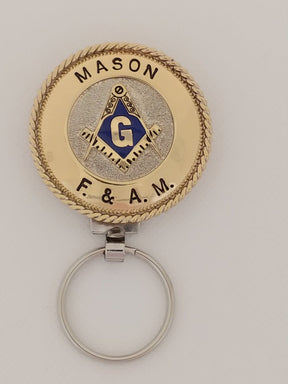 Master Mason Blue Lodge Keychain - F & A.M Handcrafted Square & Compass G