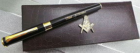 Master Mason Blue Lodge Pen - 24k Gold Clad Engraved Black Ink