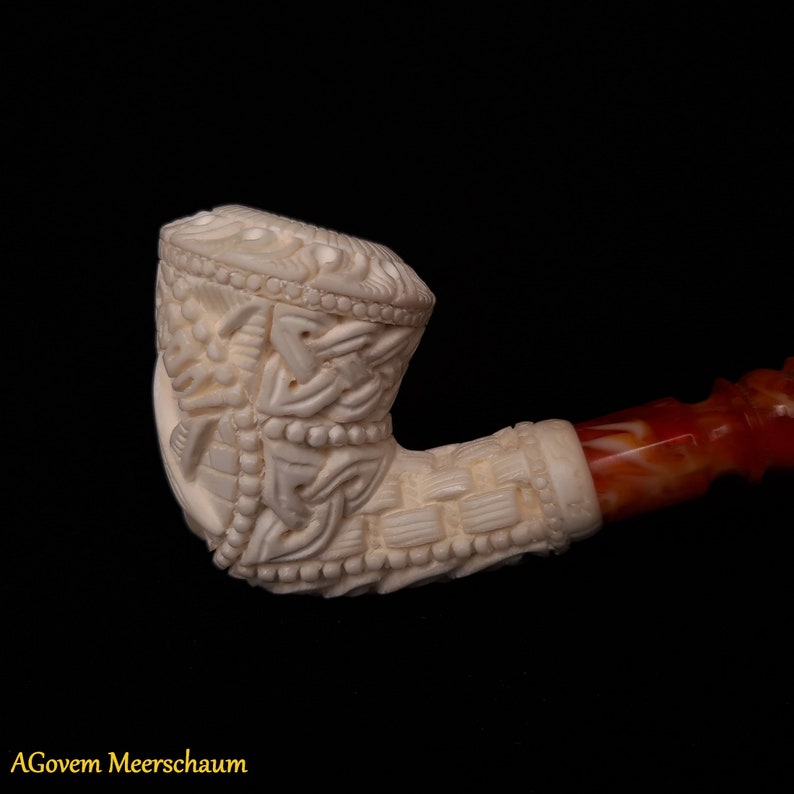 Master Mason Blue Lodge Meerschaum Pipe - Handmade Free Mason With Fitted Case - Bricks Masons