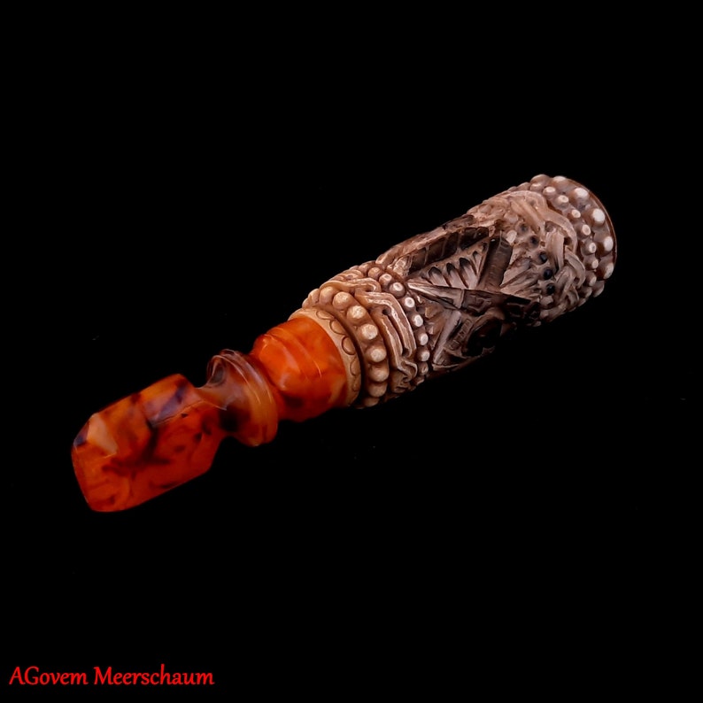 Master Mason Blue Lodge Cigarette Holder - Meerschaum & Natural Wax with Fitter Case