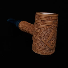 Master Mason Blue Lodge Meerschaum Pipe - Square and Compass G Gavel Shape
