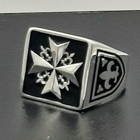 Order Of Malta Ring - Black Sterling Silver