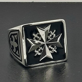 Order Of Malta Ring - Black Sterling Silver