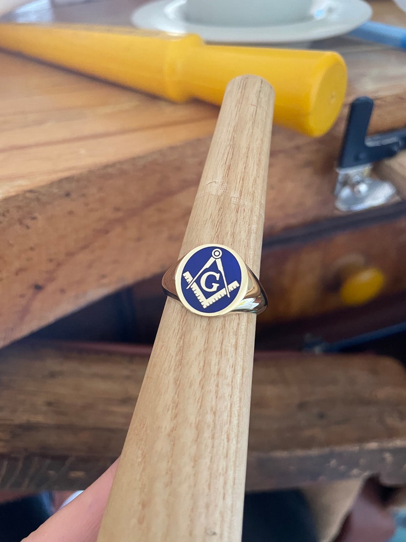 Master Mason Blue Lodge Ring - 10K to 18K Gold Various Materials