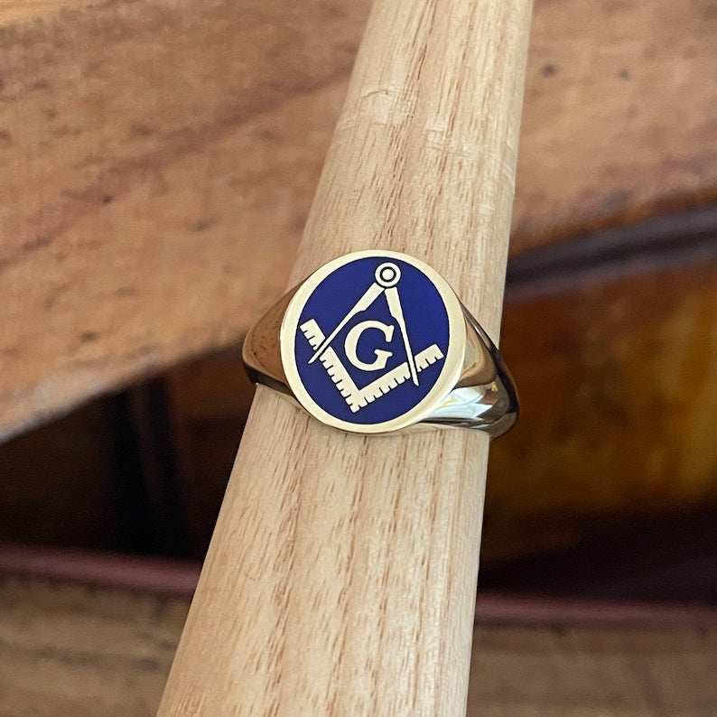 Master Mason Blue Lodge Ring - 10K to 18K Gold Various Materials