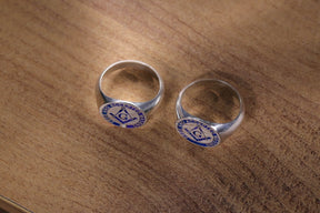 Master Mason Blue Lodge Ring - Silver Blue Enamel