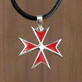 Order Of Malta Necklace - Red Templar cross-Templar necklace