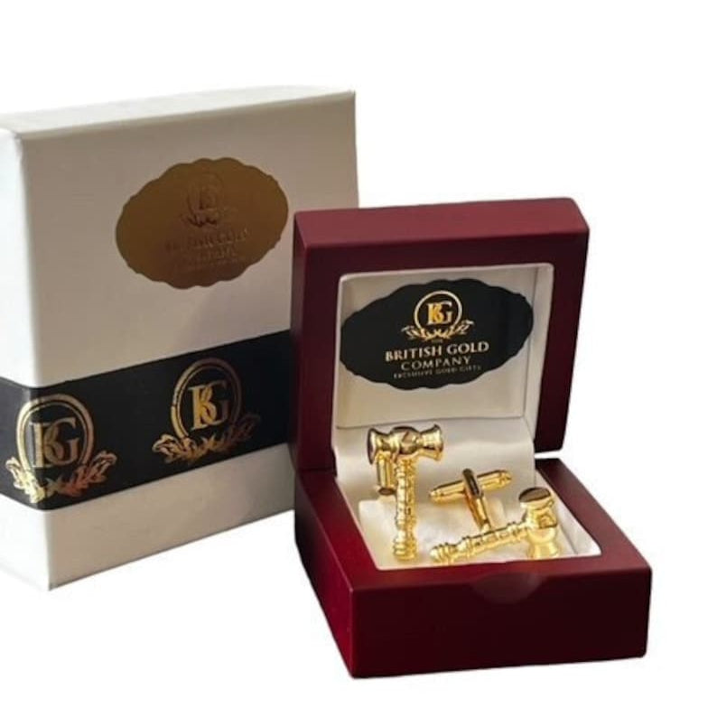 Masonic Cufflinks - 24k Gold Clad Gavel Gold - Bricks Masons