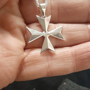 Order Of Malta Necklace - Silver Malta Cross-Solid Templar cross