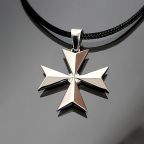 Order Of Malta Necklace - Silver Malta Cross-Solid Templar cross