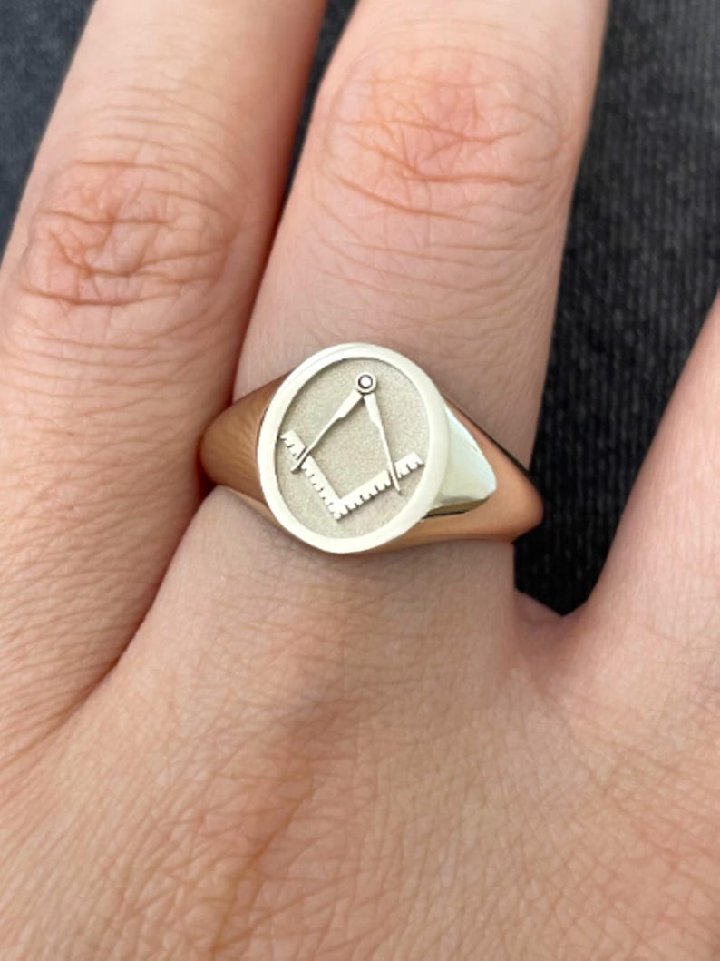 Master Mason Blue Lodge Ring - Gold Black Enamel