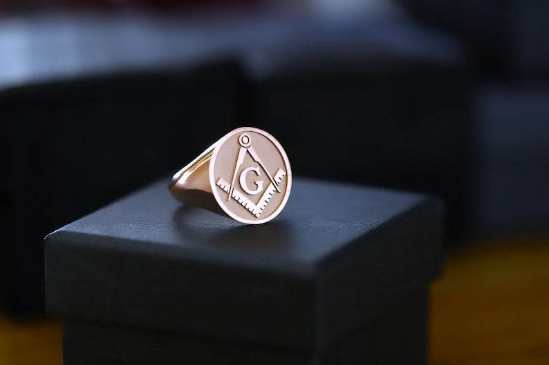 Master Mason Blue Lodge Ring - Gold Black Enamel