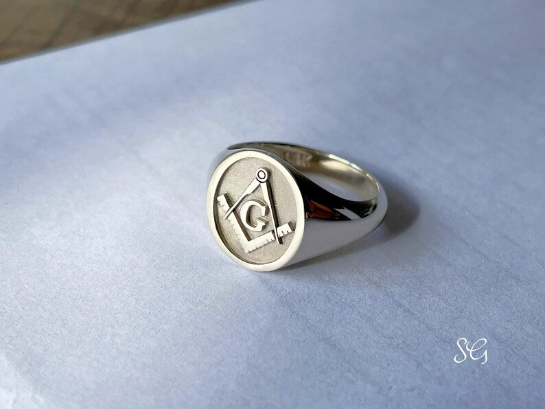 Master Mason Blue Lodge Ring - Gold Black Enamel