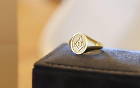 Master Mason Blue Lodge Ring - Gold Black Enamel