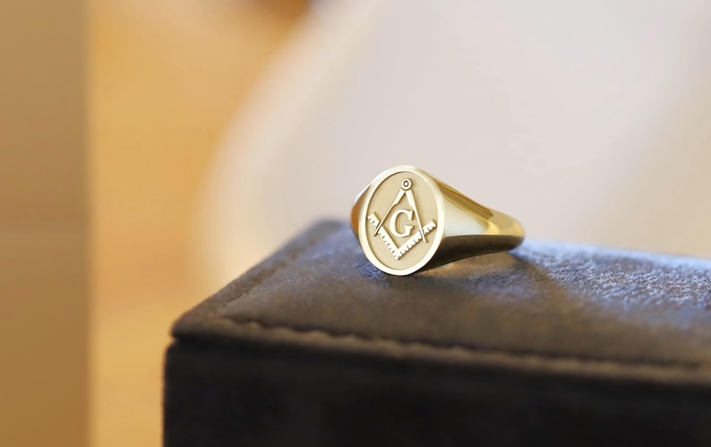 Master Mason Blue Lodge Ring - Gold Black Enamel