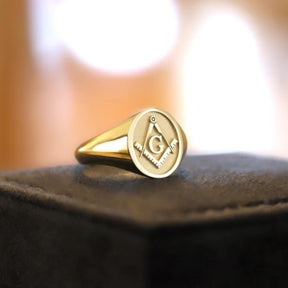 Master Mason Blue Lodge Ring - Gold Black Enamel
