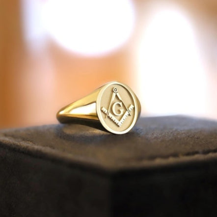 Master Mason Blue Lodge Ring - Gold Black Enamel
