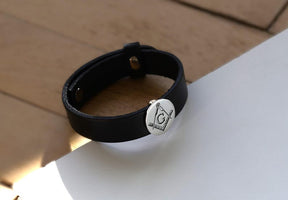 Master Mason Blue Lodge Bracelet - Black Leather