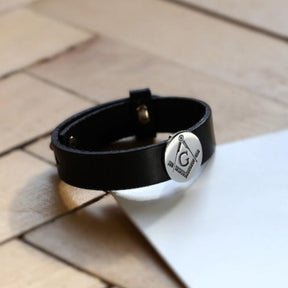 Master Mason Blue Lodge Bracelet - Black Leather