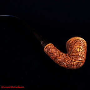 Eye of Providence Meerschaum Pipe - Handmade Eye & Sun Emblem - Bricks Masons