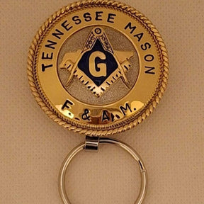 Master Mason Blue Lodge Keychain - Handcrafted Tennessee Mason Gold & Blue Square Compass G