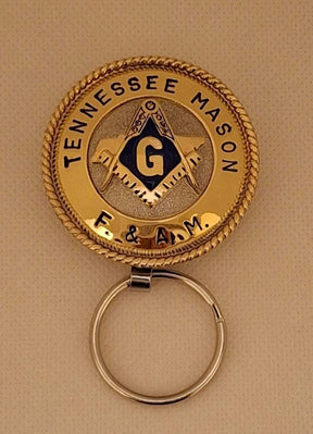 Master Mason Blue Lodge Keychain - Handcrafted Tennessee Mason Gold & Blue Square Compass G
