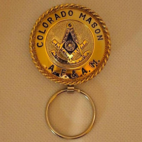 Past Master Blue Lodge Keychain - Handcrafted Colorado Mason Square & Compass with Quadrant