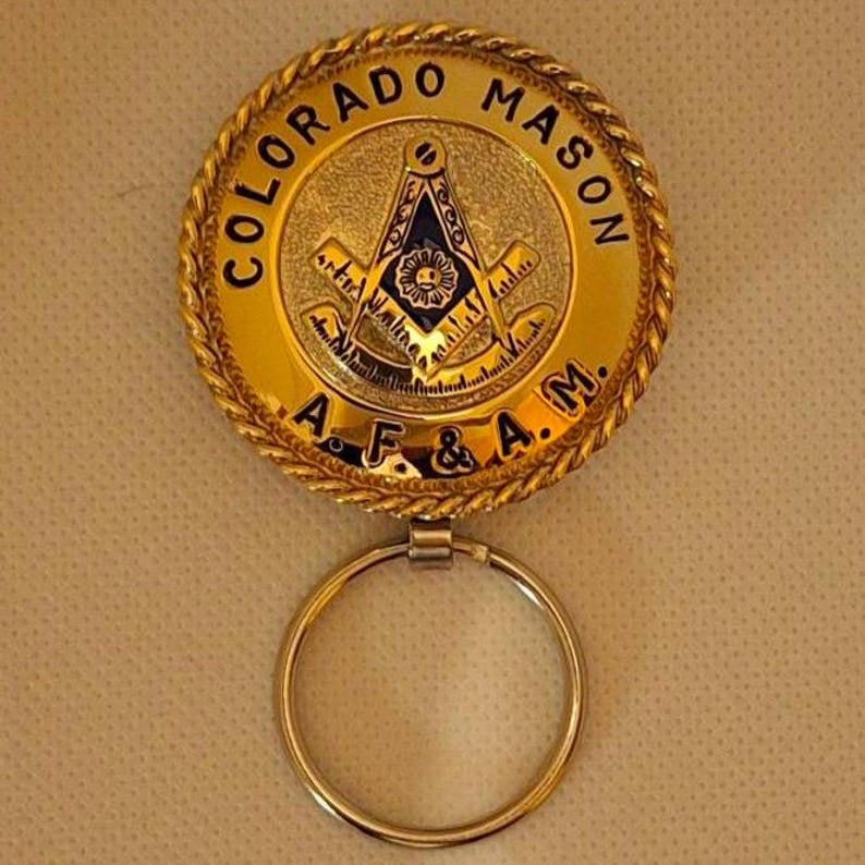 Past Master Blue Lodge Keychain - Handcrafted Colorado Mason Square & Compass with Quadrant