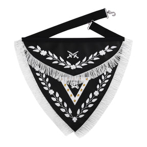 Knights Templar Apron - Triangular Black Velvet Hand Embroidery With Silver Tassels