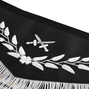 Knights Templar Apron - Triangular Black Velvet Hand Embroidery With Silver Tassels