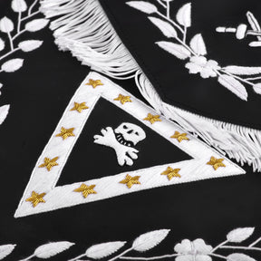 Knights Templar Apron - Triangular Black Velvet Hand Embroidery With Silver Tassels