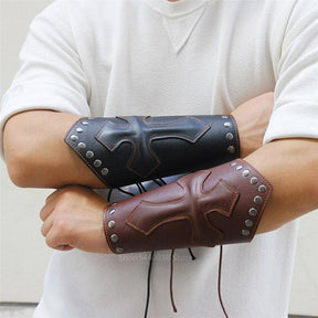 Knights Templar Cuff - Medieval Armor Wide Leather Bracers - Bricks Masons