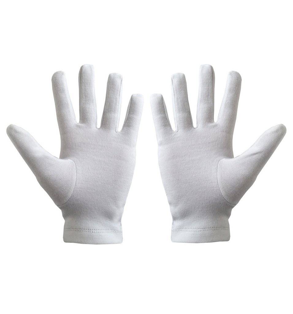 Knights Templar Commandery Gloves - White Cotton Machine Embroidered Emblem - Bricks Masons