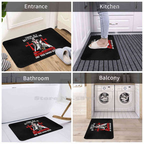 Knights Templar Mat - (There Is A Battle Going On) Soft Black Door - Bricks Masons