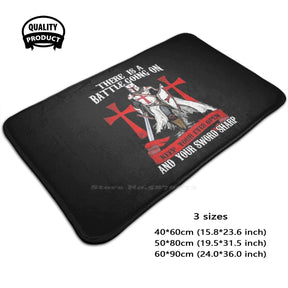 Knights Templar Mat - (There Is A Battle Going On) Soft Black Door - Bricks Masons