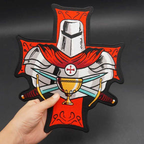 Knights Templar Patch - HANDMADE Holy Grail Christian Crusader Embroidered - Bricks Masons