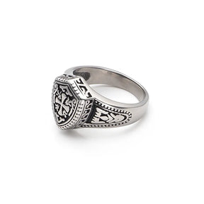 Knights Templar Commandery Ring - 316L Stainless Steel Warrior Cross Shield - Bricks Masons