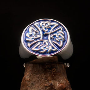 Knights Templar Ring - Blue Celtic Cross Sterling Ring